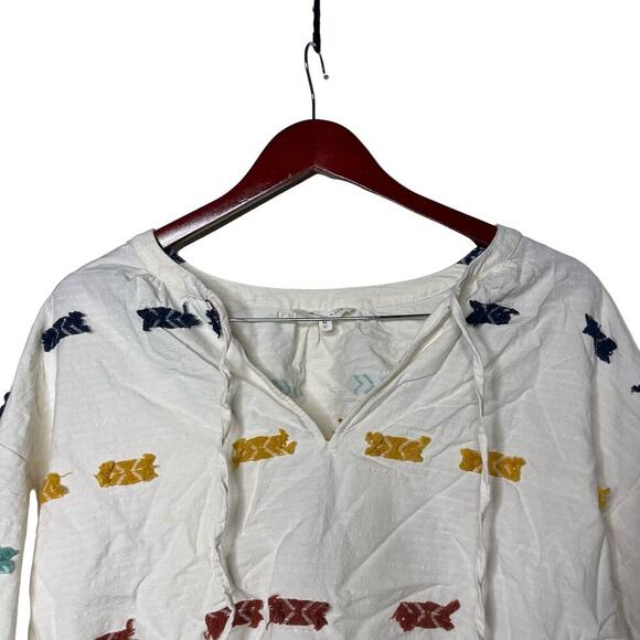 Lou & Grey For Loft Getaway Peasant Blouse White Womens M - Picture 3 of 10
